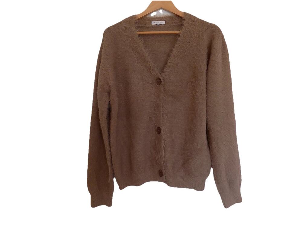 Back from Bali brown cardigan sweater fuzzy size XL NWT
